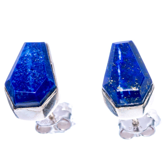 Faceted Lapis Lazuli Earrings 1/2" (925 Sterling Silver) E1615