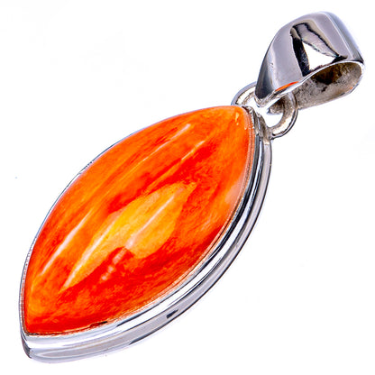 Orange Spiny Oyster Shell Pendant 1 3/8" (925 Sterling Silver) P41340