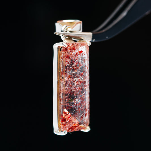 16.89ct Faceted Lepidocrocite Pendant 1 1/2" (.925 Sterling Silver)