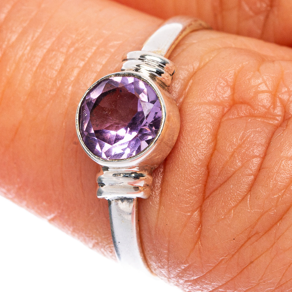 Faceted Amethyst Dainty Ring Size 6.5 (925 Sterling Silver) R1094