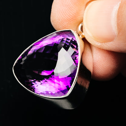 Premium 44ct Faceted Brazilian Amethyst Pendant 1 3/8" (.925 Sterling Silver)