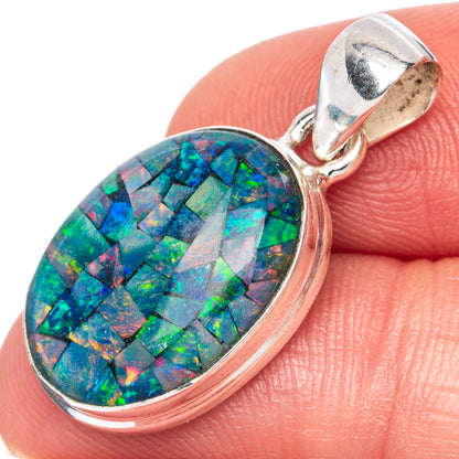 Rare Triplet Opal Pendant 1 1/8" (925 Sterling Silver) P41369