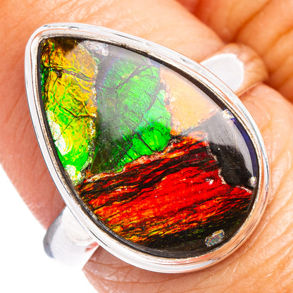 Rare Canadian Ammolite Ring Size 7.75 (.925 Sterling Silver)