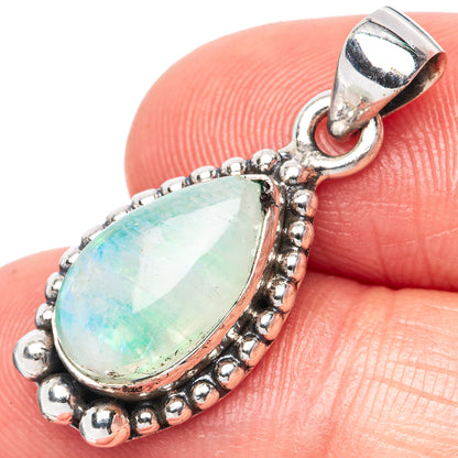 Green Moonstone Pendant 1 1/8" (925 Sterling Silver) P42483