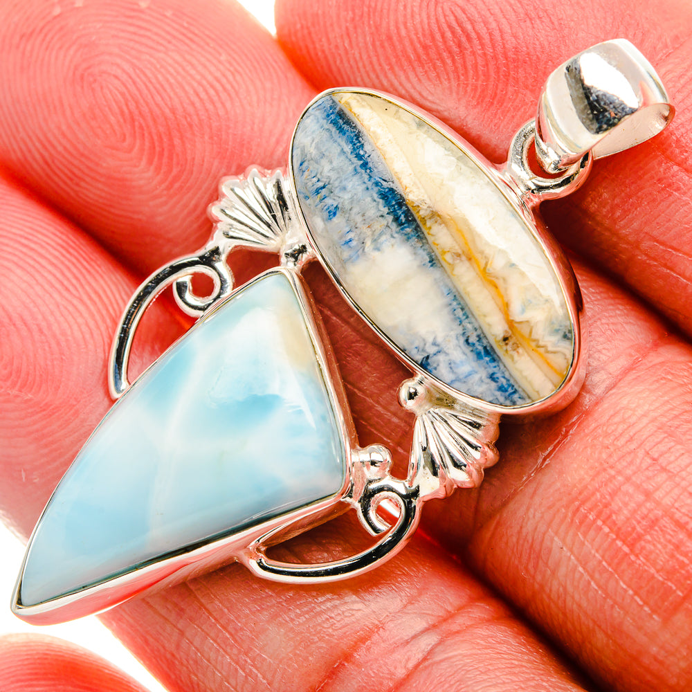 Blue Scheelite, Larimar Pendant 2" (925 Sterling Silver) PD37896