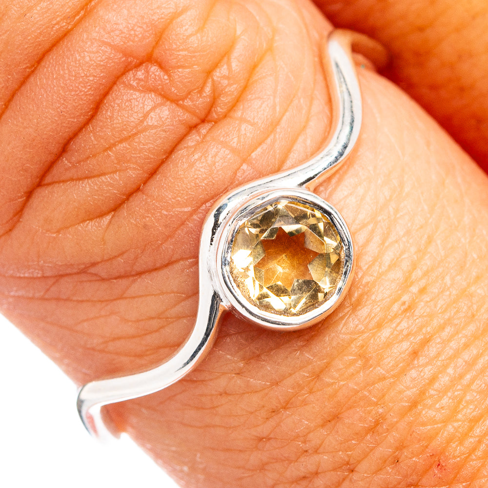 Dainty Citrine Ring Size 9 (.925 Sterling Silver)