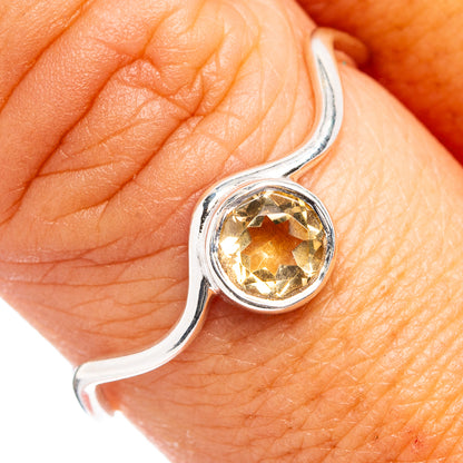 Dainty Citrine Ring Size 9 (.925 Sterling Silver)
