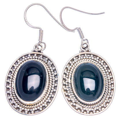 Black Onyx Earrings 1 3/4" (925 Sterling Silver) E1172