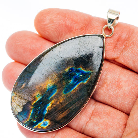 Premium Spectrolite Pendant 2 5/8" (.925 Sterling Silver)