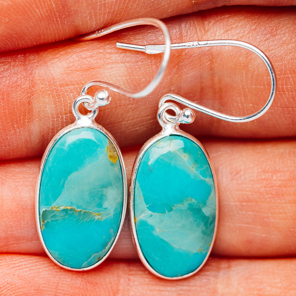 Kingman Turquoise Earrings 1 3/8" (.925 Sterling Silver)