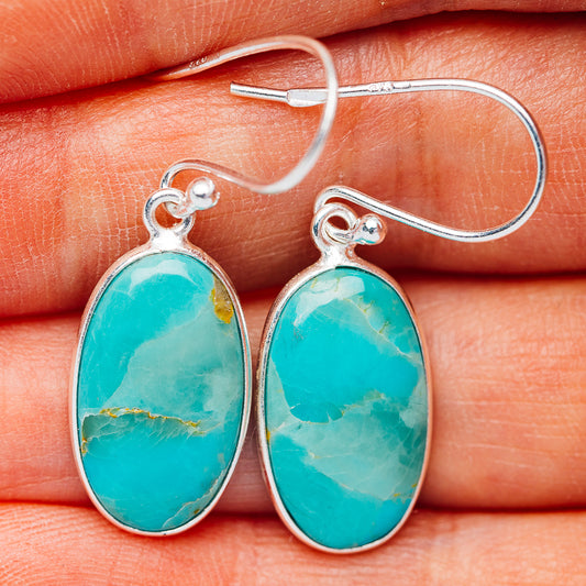 Kingman Turquoise Earrings 1 3/8" (.925 Sterling Silver)