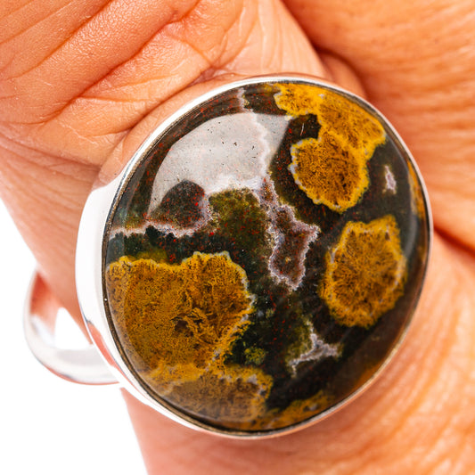 Premium Ocean Jasper Ring Size 11 Adjustable (.925 Sterling Silver)