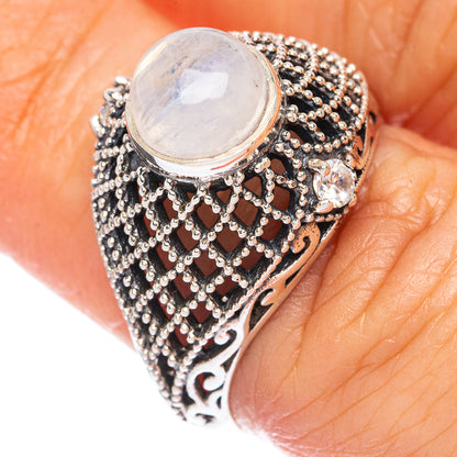 Rainbow Moonstone Ring Size 7 (925 Sterling Silver) R2815