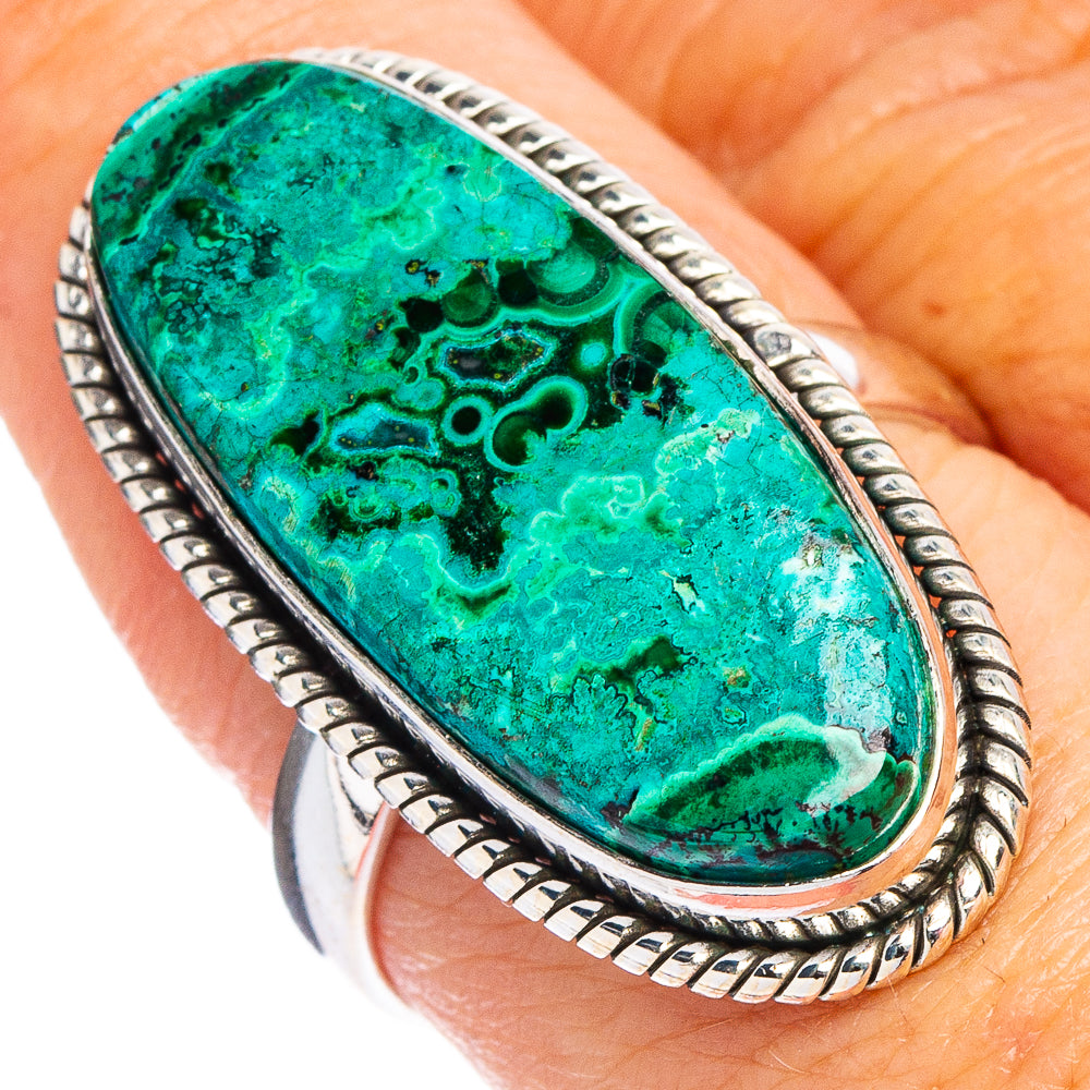 Chrysocolla In Malachite Ring Size 7.5 (.925 Sterling Silver)