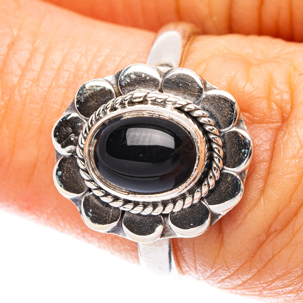 Black Onyx Dainty Ring Size 6.5 (925 Sterling Silver) R5732