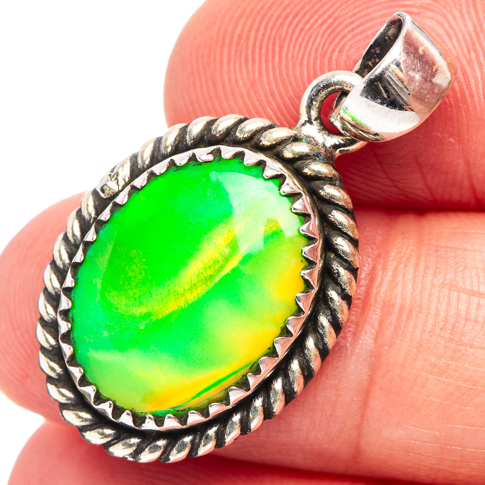 Aurora Opal Pendant 1 1/4" (.925 Sterling Silver)