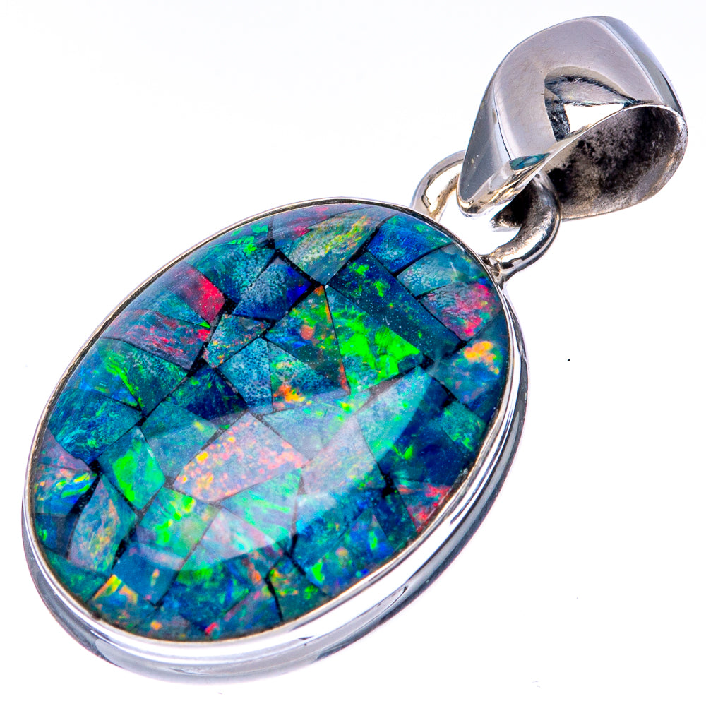Rare Triplet Opal Pendant 1 1/8" (925 Sterling Silver) P41383
