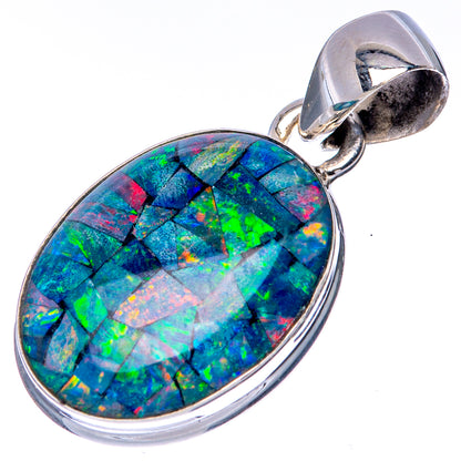 Rare Triplet Opal Pendant 1 1/8" (925 Sterling Silver) P41383