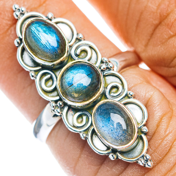 Labradorite Boho Ring Size 6.5 (.925 Sterling Silver)