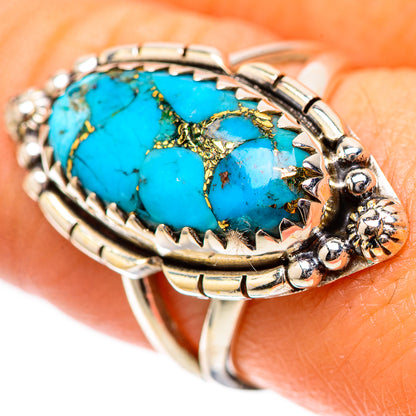Blue Copper Composite Turquoise 925 Sterling Silver Ring Size 7.5 (925 Sterling Silver) RING139358