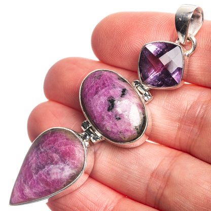 Lepidolite, Amethyst 925 Sterling Silver Pendant 2 5/8"