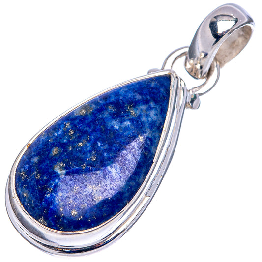 Teardrop lapis lazuli pendant with silver bezel and loop bail