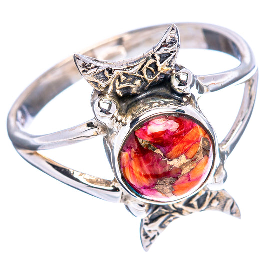 Sterling silver ring with oval multicolor cabochon and starburst top detail