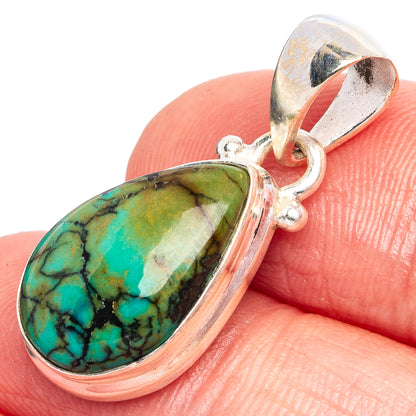 Rare Arizona Spider Web Turquoise Pendant 1 1/8" (925 Sterling Silver) P43310