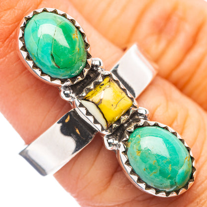 Exclusive Honey Dahlia & Mohave Turquoise Ring Size 6 Adjustable (.925 Sterling Silver)
