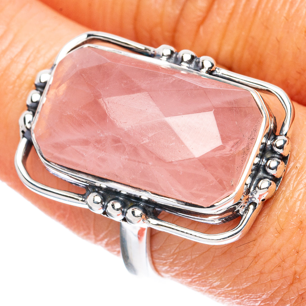 Premium Rose Quartz 925 Sterling Silver Ring Size 7.75 Ana Co R3636