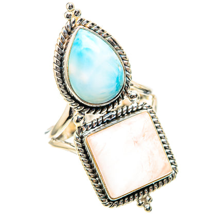 Large Rose Quartz, Larimar Ring Size 9.75 (925 Sterling Silver) RING139282