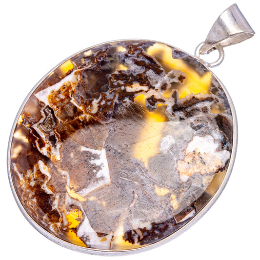 Silver-plated tube agate pendant with round multicolor stone and loop bail