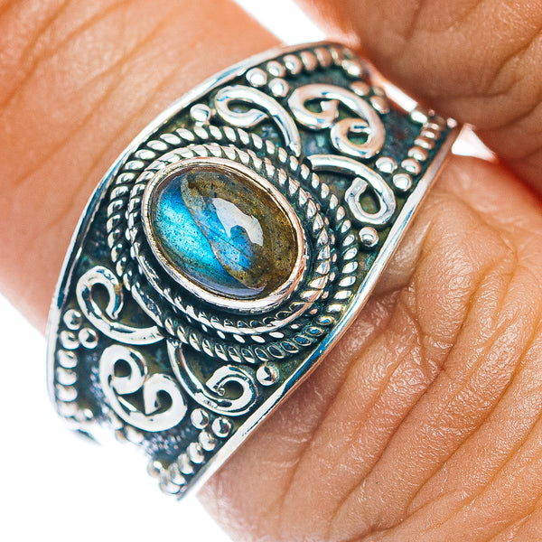 Labradorite Cocktail Ring Size 8.25 (.925 Sterling Silver)