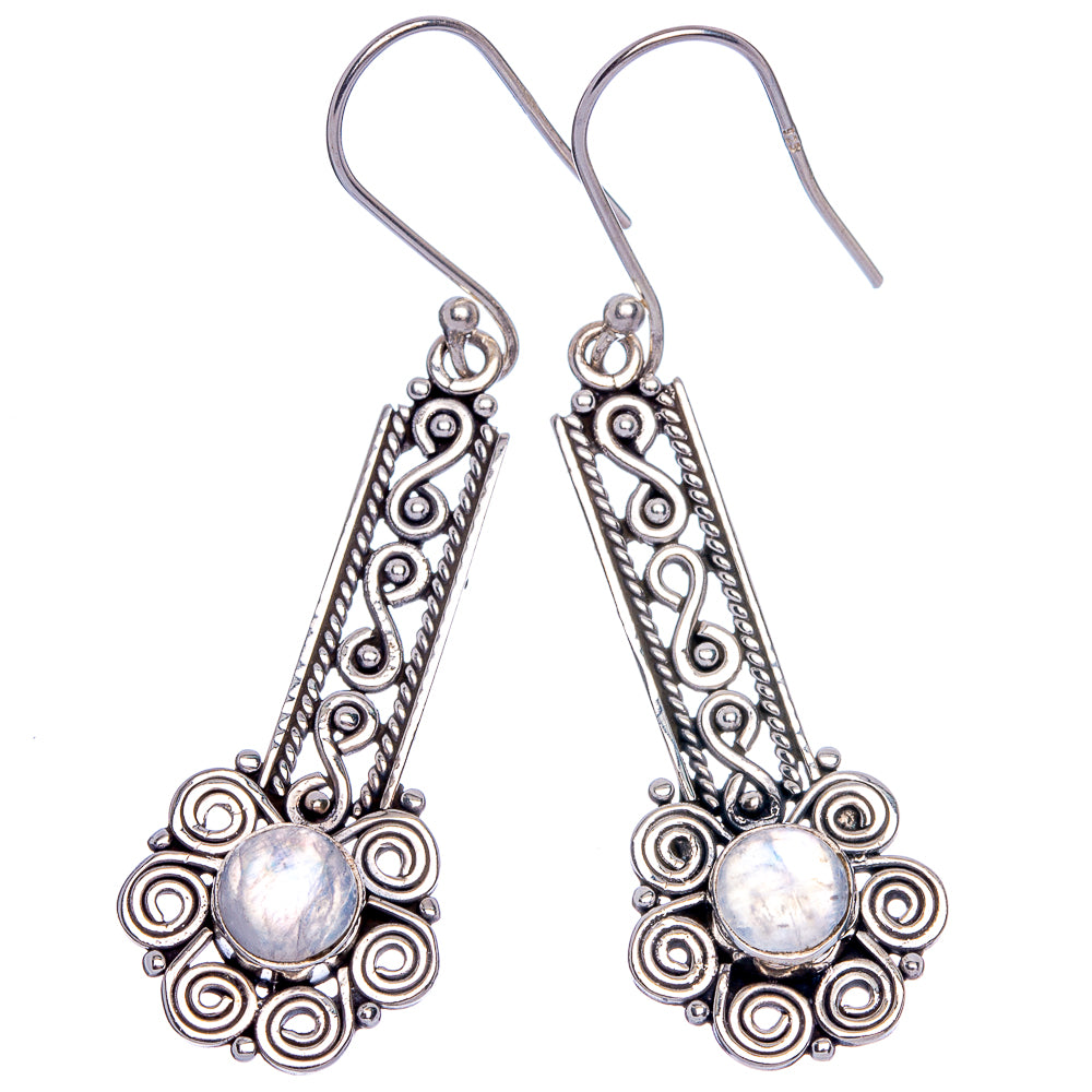 Rainbow Moonstone Earrings 2 1/8" (925 Sterling Silver) E433228
