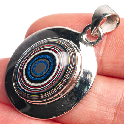 Fordite 925 Sterling Silver Pendant 1 3/8"