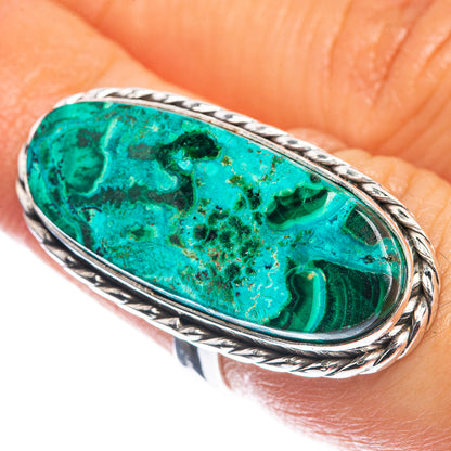Large Malachite In Chrysocolla 925 Sterling Silver Ring Size 6