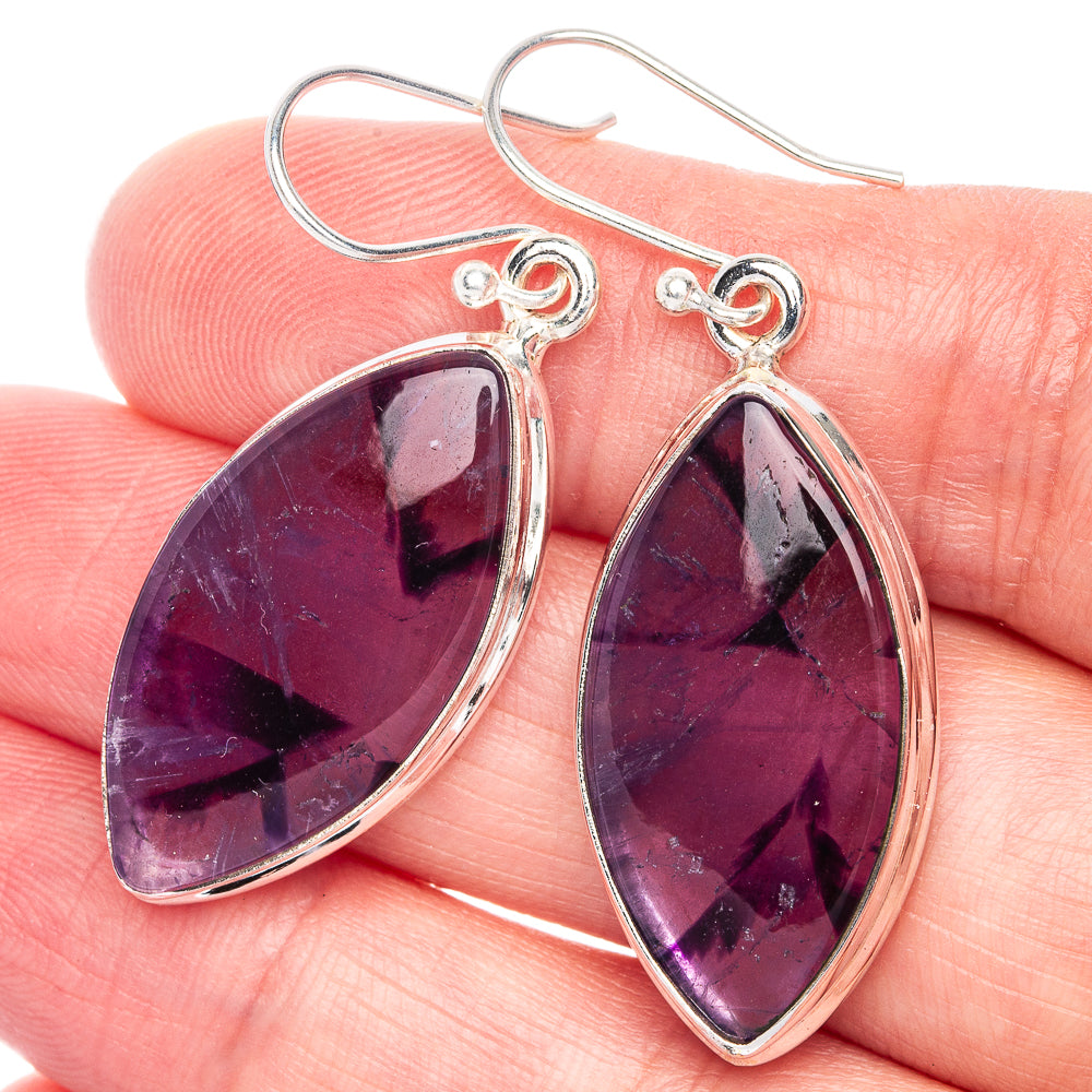 Star Amethyst Earrings 1 7/8" (925 Sterling Silver) E433083