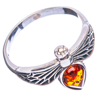 Baltic Amber Honey Bee Ring Size 5.5 (.925 Sterling Silver)