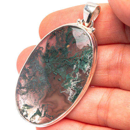 Green Moss Agate 925 Sterling Silver Pendant 2 1/8" (925 Sterling Silver) PD38623