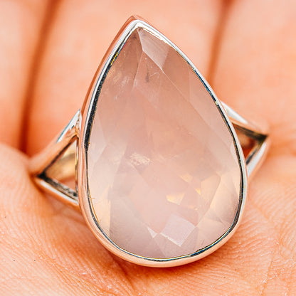 Premium Faceted Rose Quartz Ring Size 9 (.925 Sterling Silver)