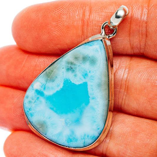 Larimar Pendant 1 7/8" (German Silver)