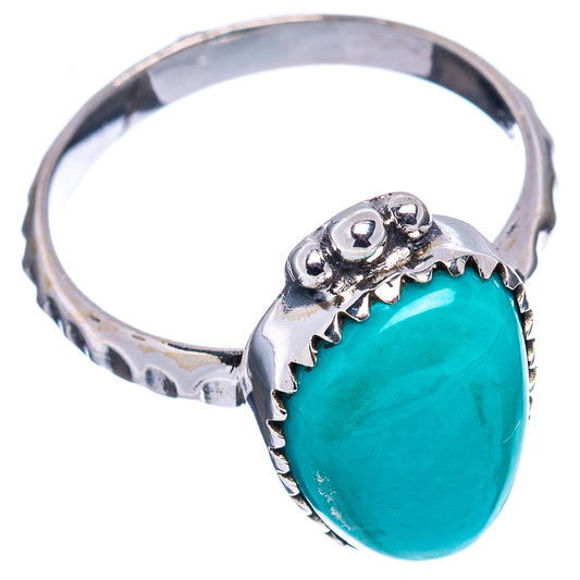 Turquoise oval gemstone ring with ornate silver band and bezel, .925 sterling silver