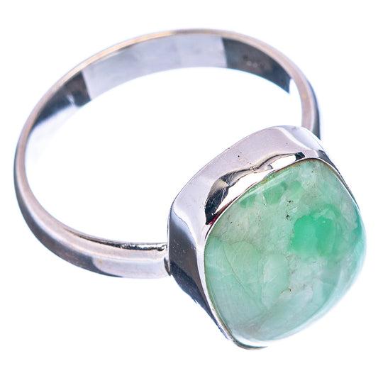 Sterling silver ring, bezel-set oval mint-green variscite stone, size 6