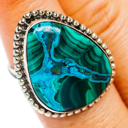 Malachite In Chrysocolla Ring Size 6.75 (German Silver)