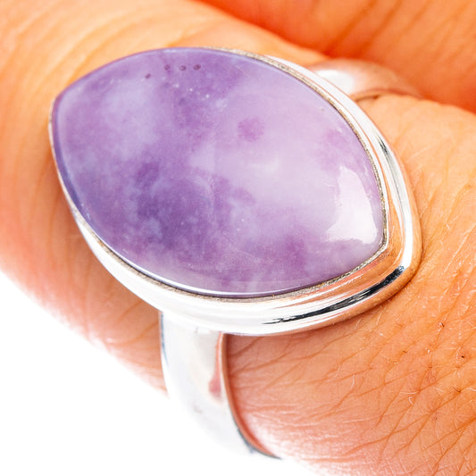 Sterling silver oval opal ring with purple cabochon, wide band, ring size 8