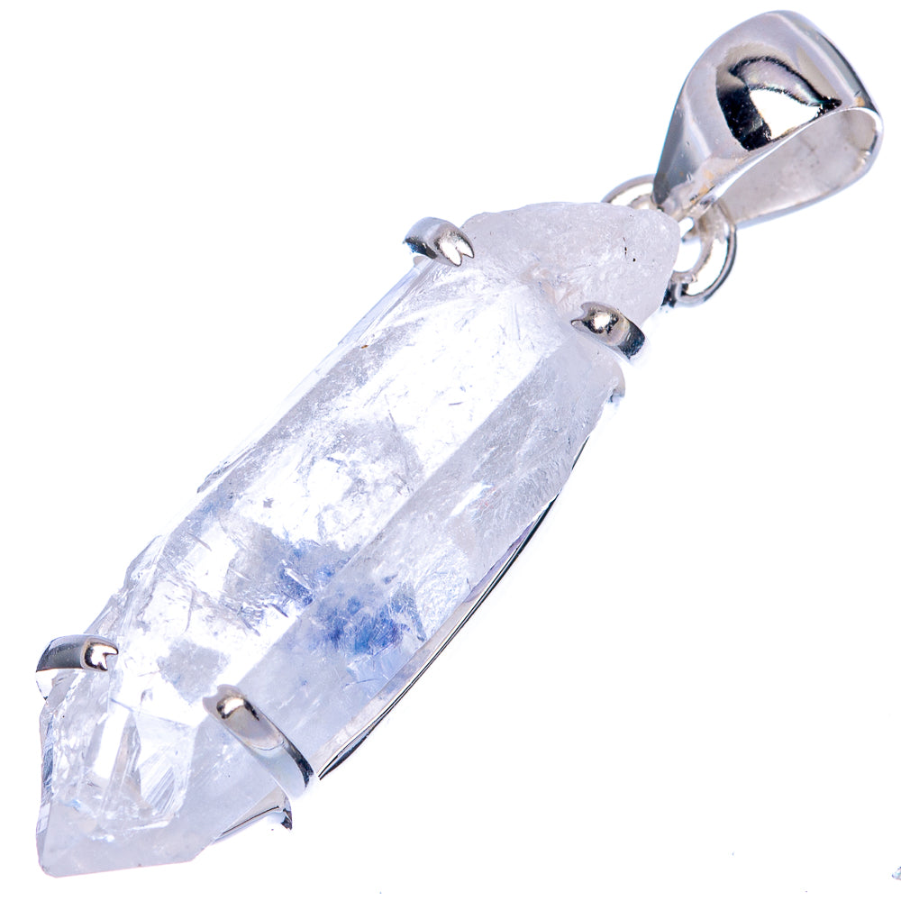 Rare Dumortierite pendant in sterling silver, faceted teardrop point with bail loop