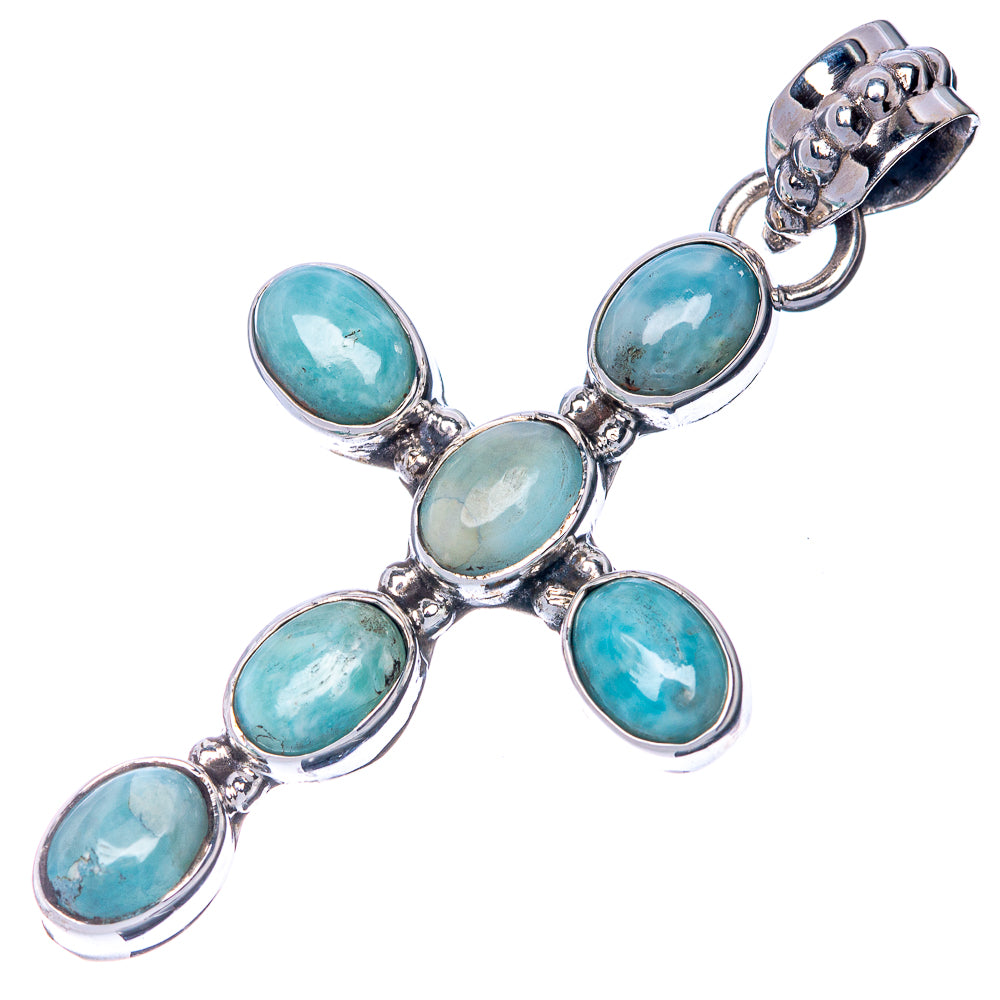 Larimar Cross Pendant 1 7/8" (925 Sterling Silver) P40836