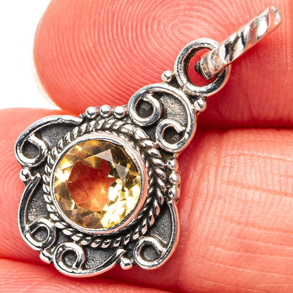 Citrine Dainty Pendant 1 1/8" (.925 Sterling Silver)