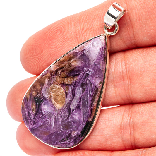 Premium Charoite Pendant 2 1/8" (.925 Sterling Silver)