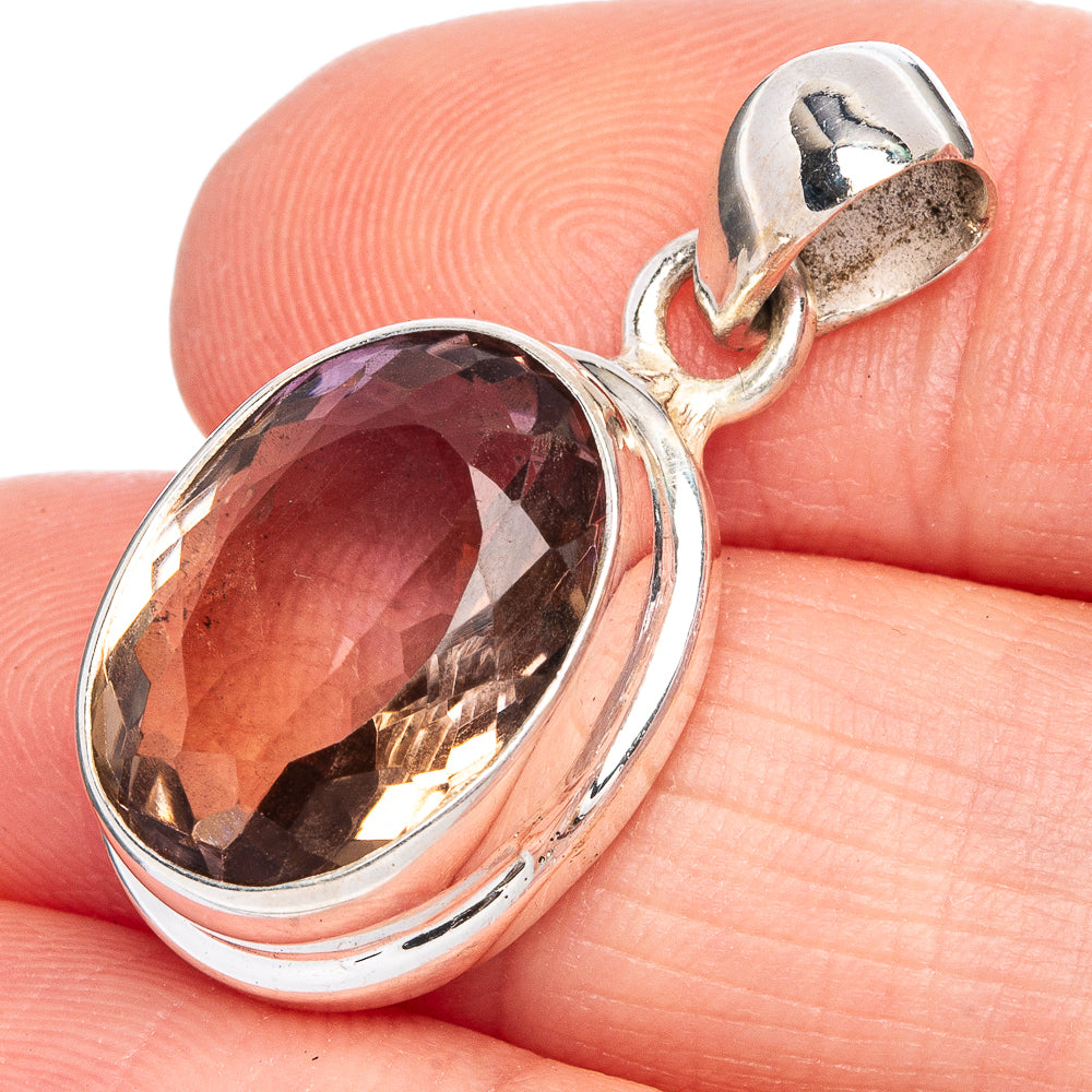 Ametrine pendant in oval faceted gemstone bezel-set in 925 sterling silver